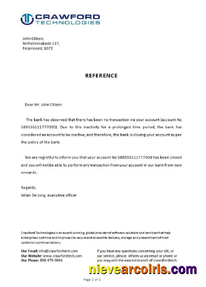 Netherlands Crawford bank closure reference